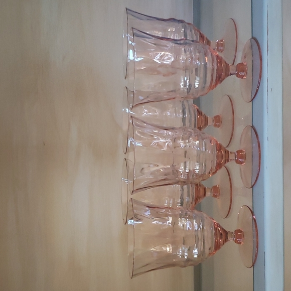 Dining 6 Vintage Pink Depression Glass Goblets Poshmark